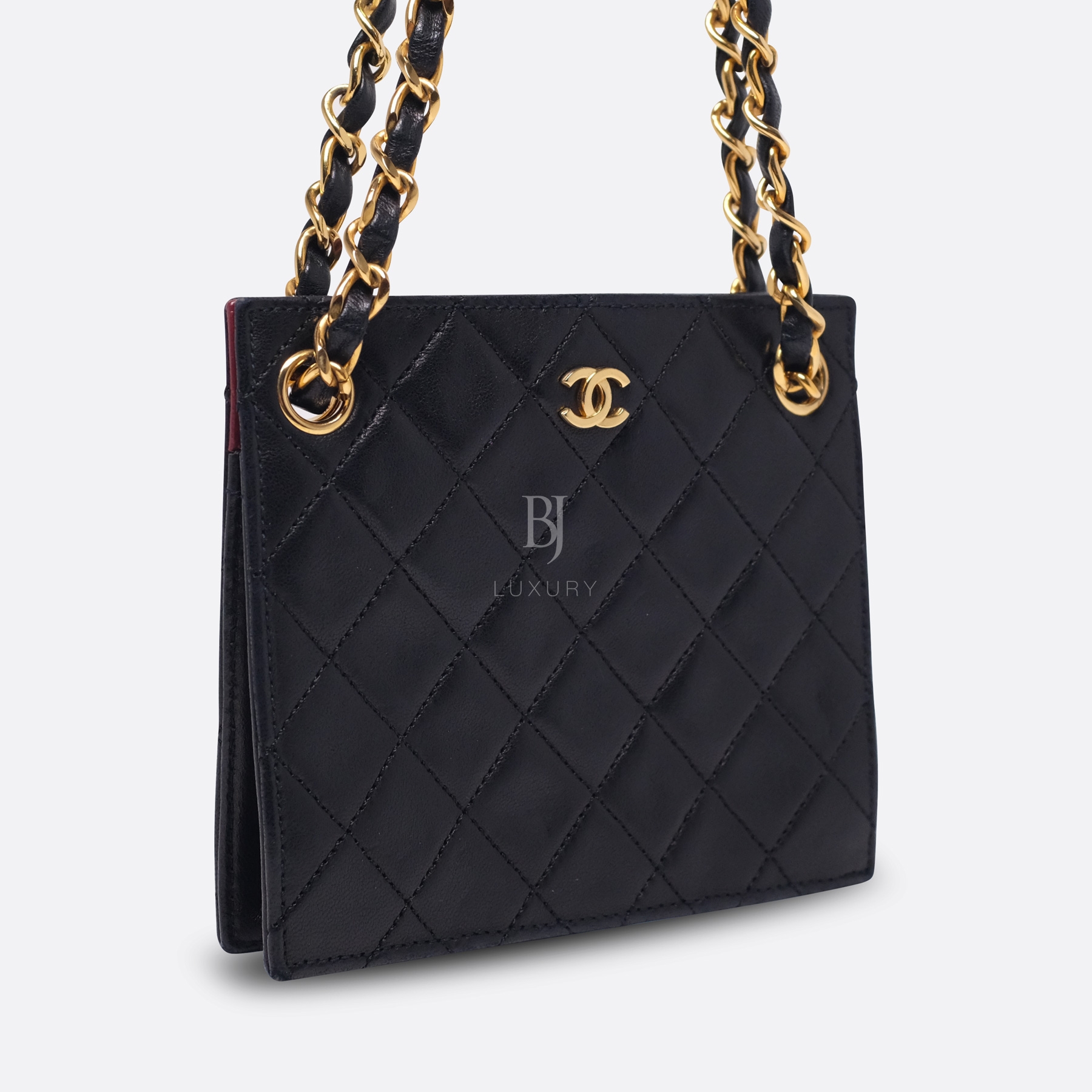 CHANEL CLUTCH WITH CHAIN MINI BLACK LAMBSKIN