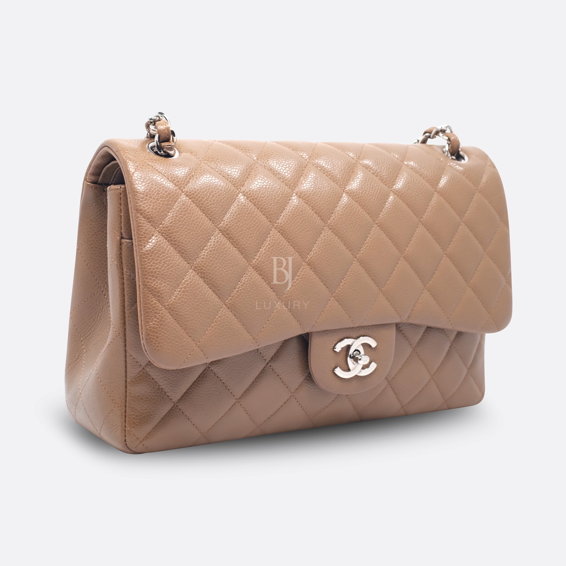 CHANEL CLASSIC HANDBAG JUMBO BROWN CAVIAR