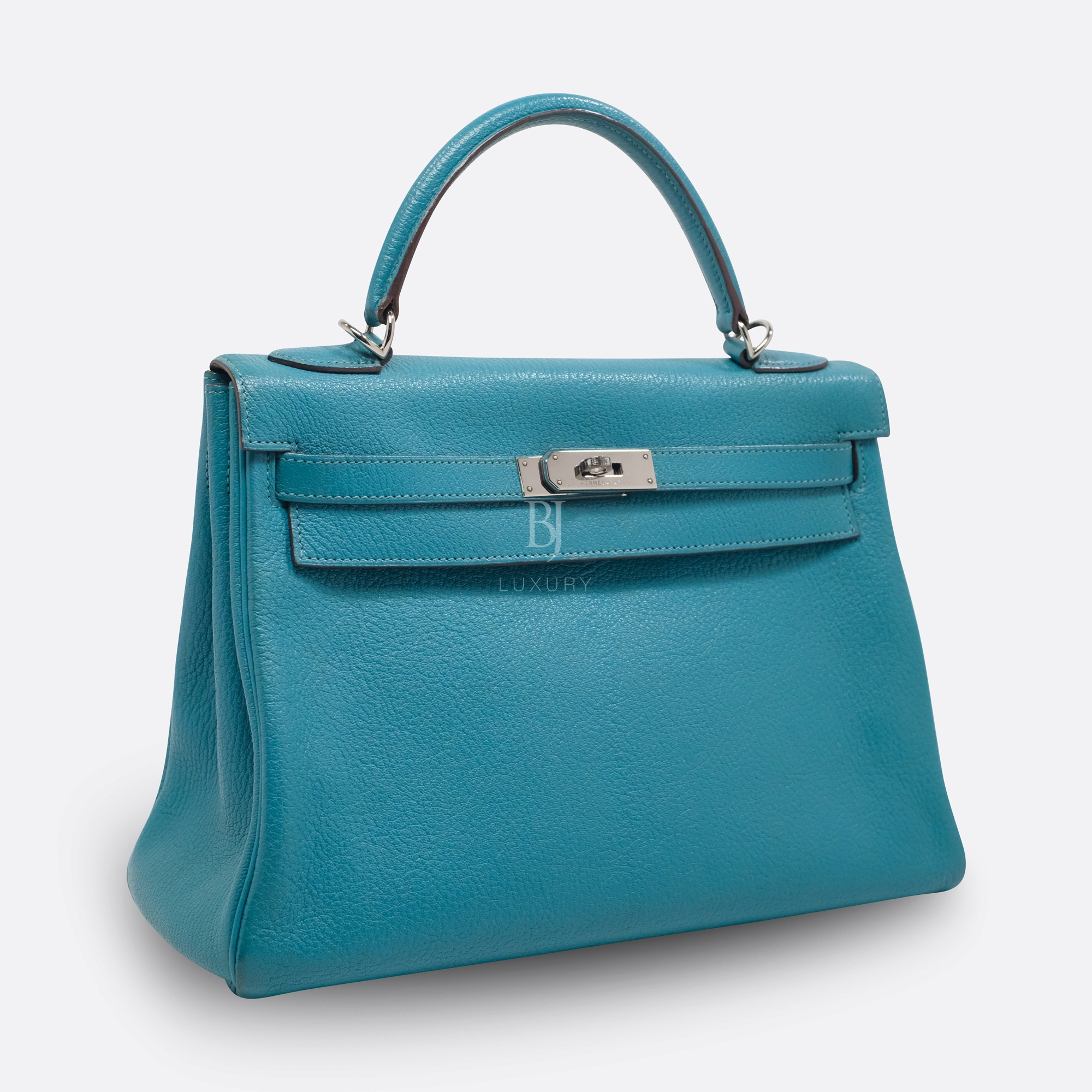 HERMES KELLY RETOURNE 32 BLEU PAON CHEVRE