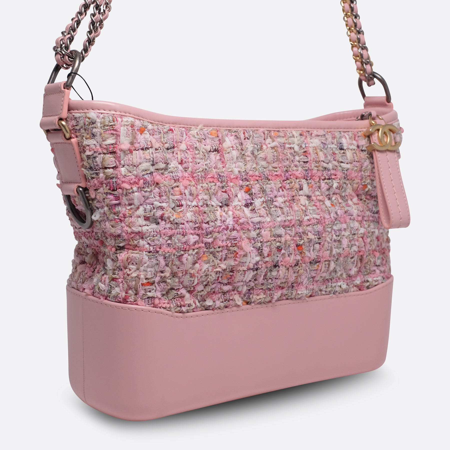 CHANEL GABRIELLE MEDIUM PINK TWEED, CALF