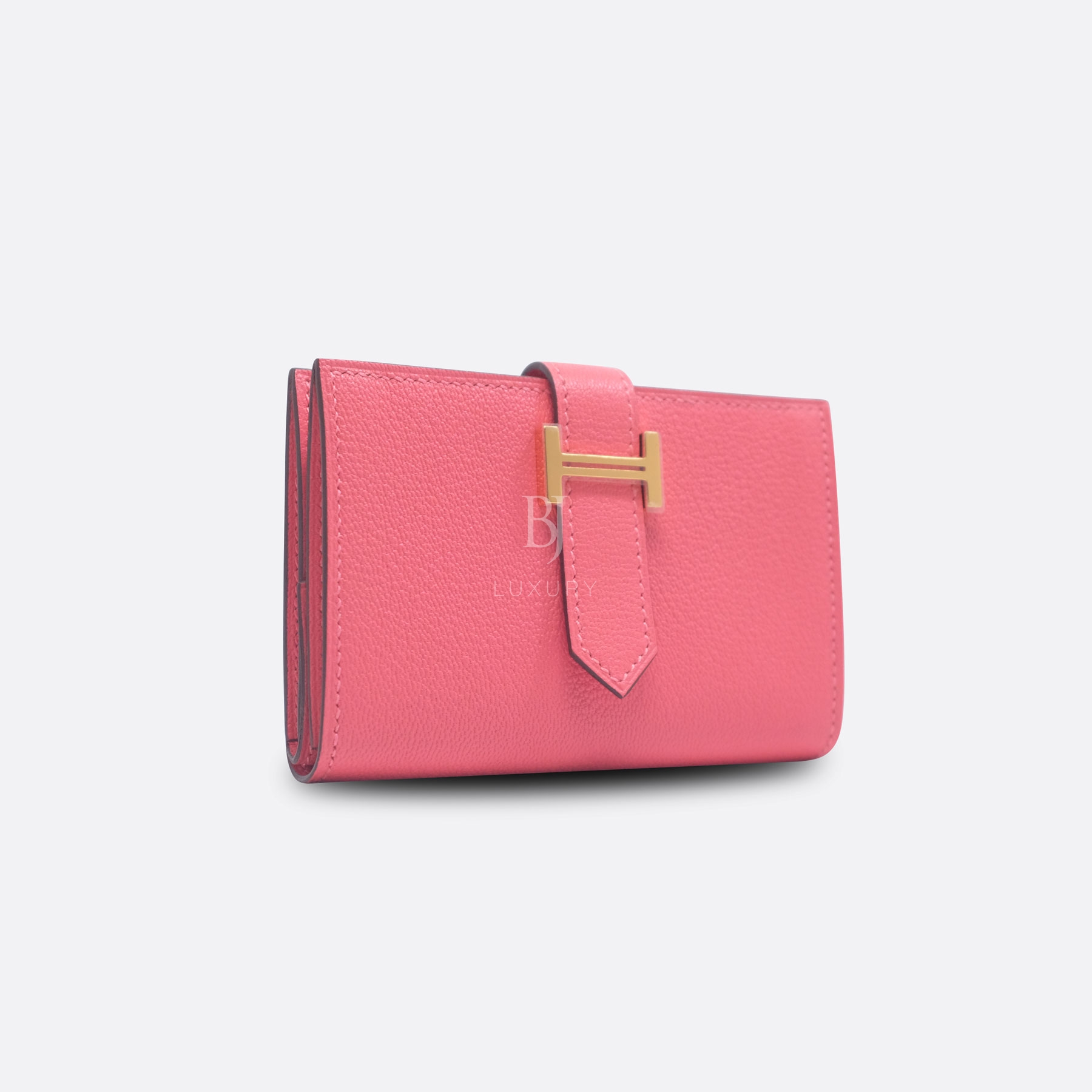 HERMES BEARN WALLET COMPACT ROSE POURPRE CHEVRE