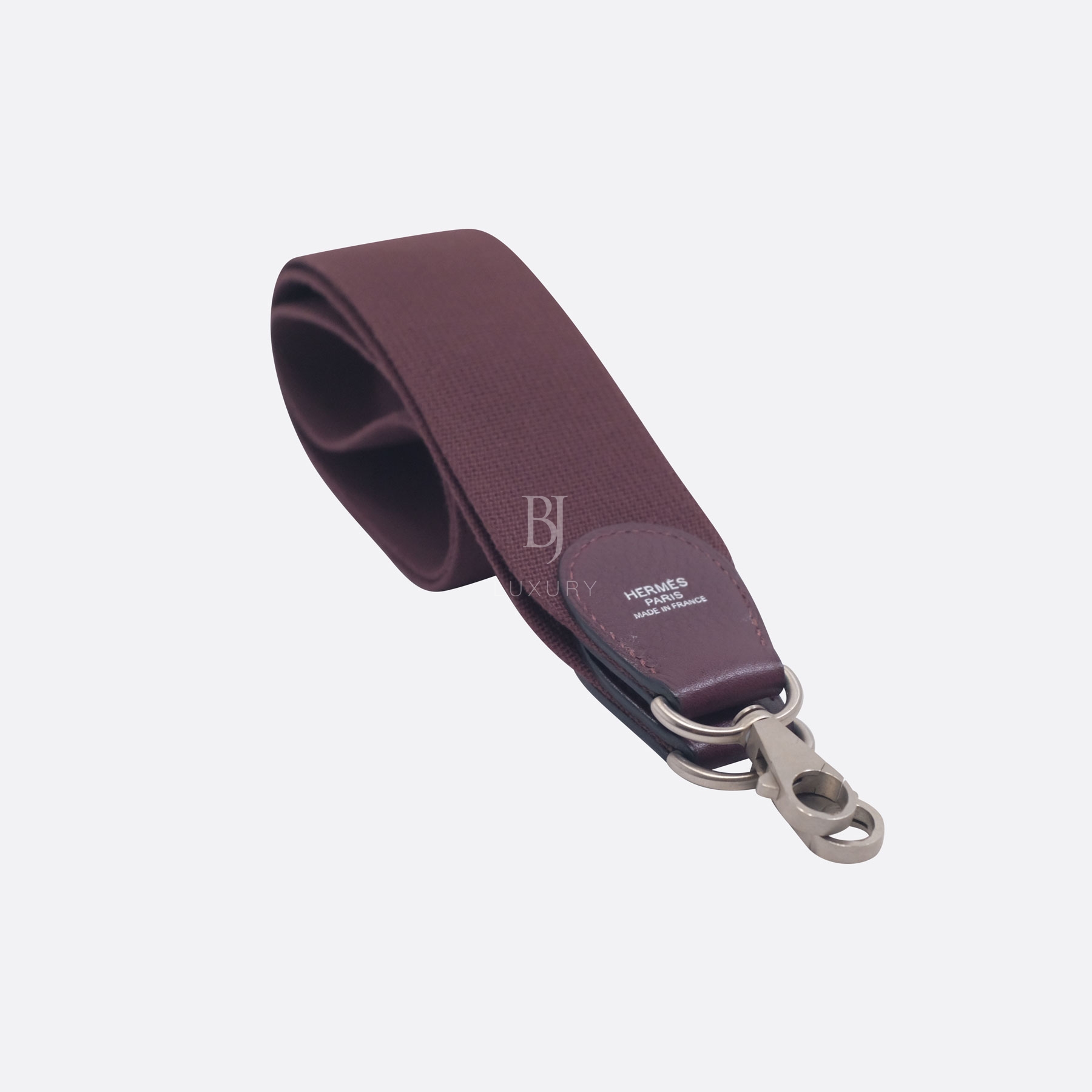 HERMES CANVAS BAG STRAP 105CM PRUNOIR CANVAS, CALF