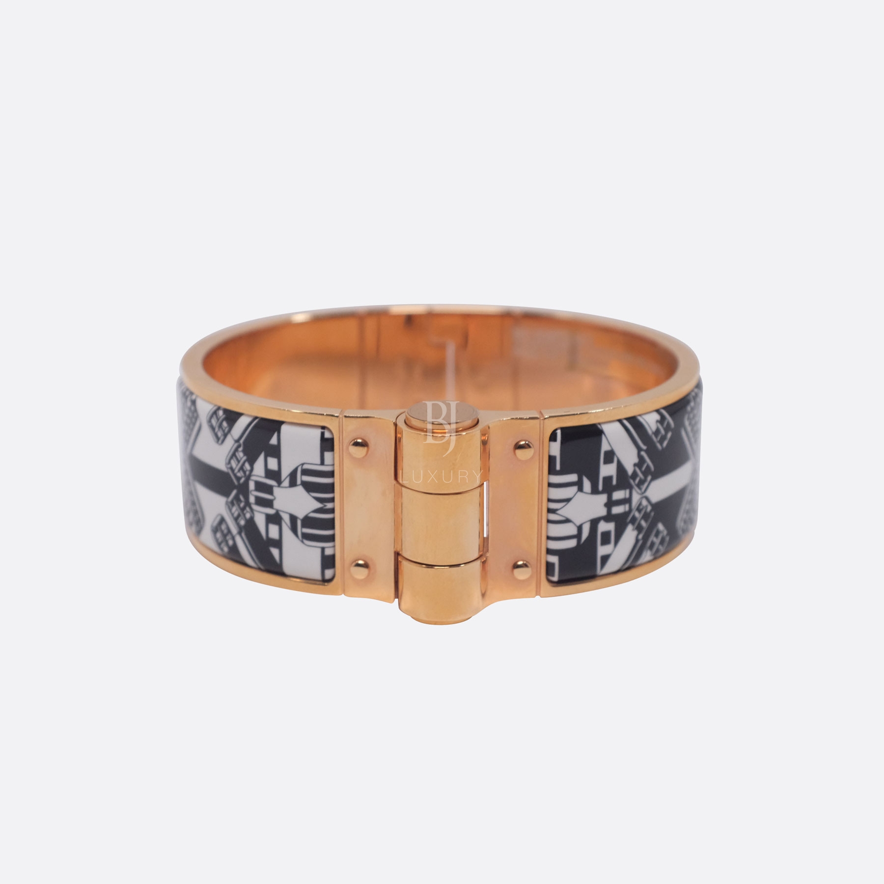 HERMES CHARNIERE BRACELET SMALL GOLD ENAMEL