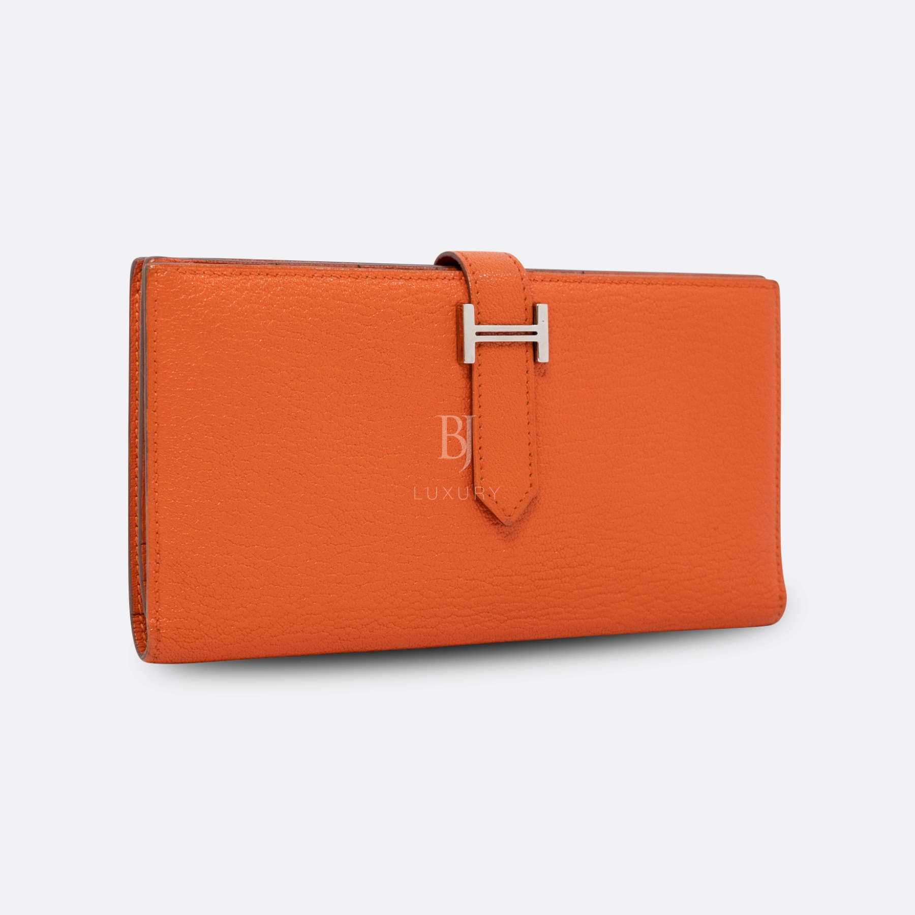 HERMES BEARN WALLET LONG CLUTCH ORANGE CHEVRE