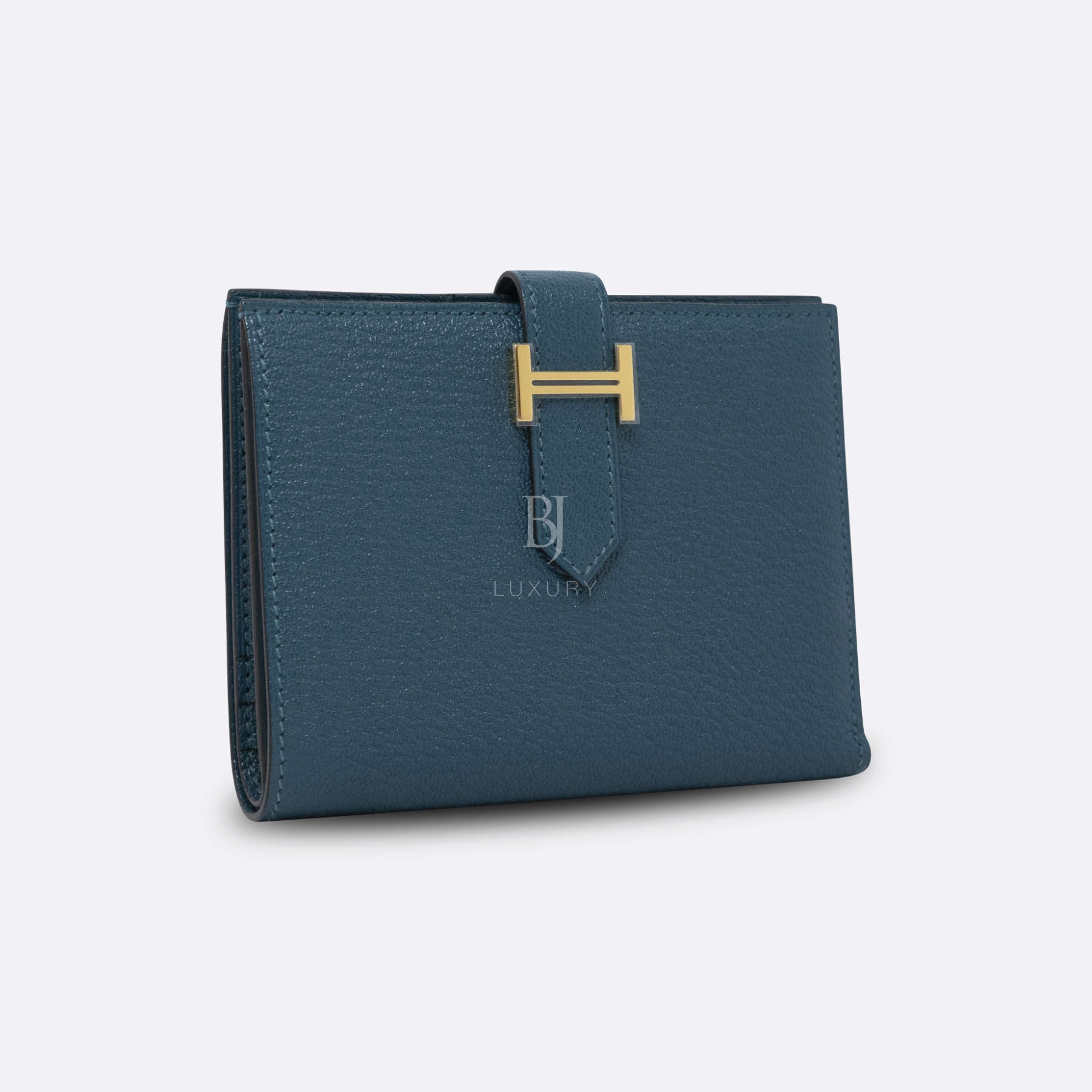 HERMES BEARN WALLET COMPACT VERT BOSPHORE CHEVRE