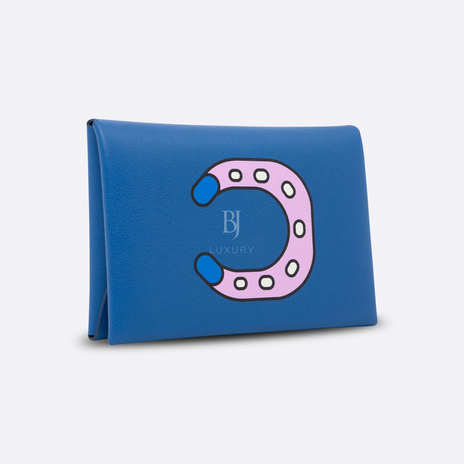 HERMES CALVI DUO CARD HOLDER BLEU FRANCE SWIFT