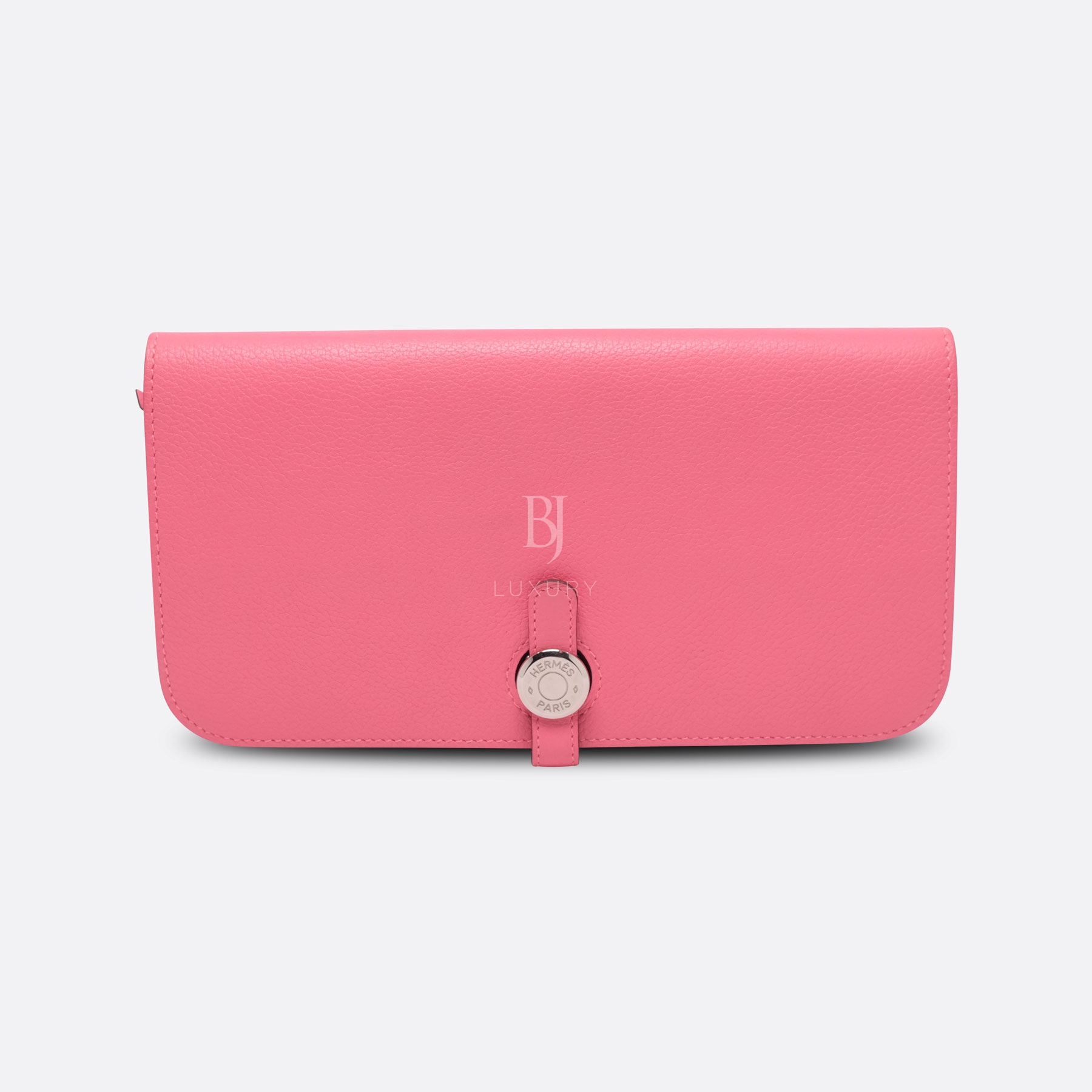 HERMES DOGON WALLET PORTEFEUILLE LONG CLUTCH ROSE AZALEE EVERCOLOR