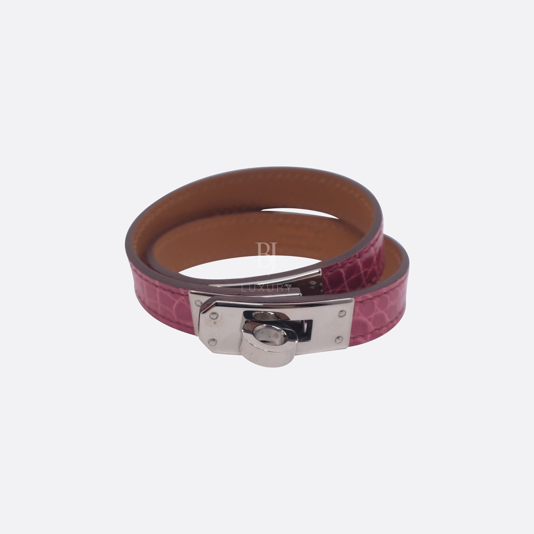 HERMES KELLY DOUBLE TOUR BRACELET SMALL FUSCHIA ALLIGATOR