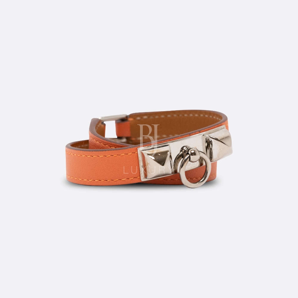 HERMES RIVALE DOUBLE TOUR BRACELET XS MANGO SWIFT