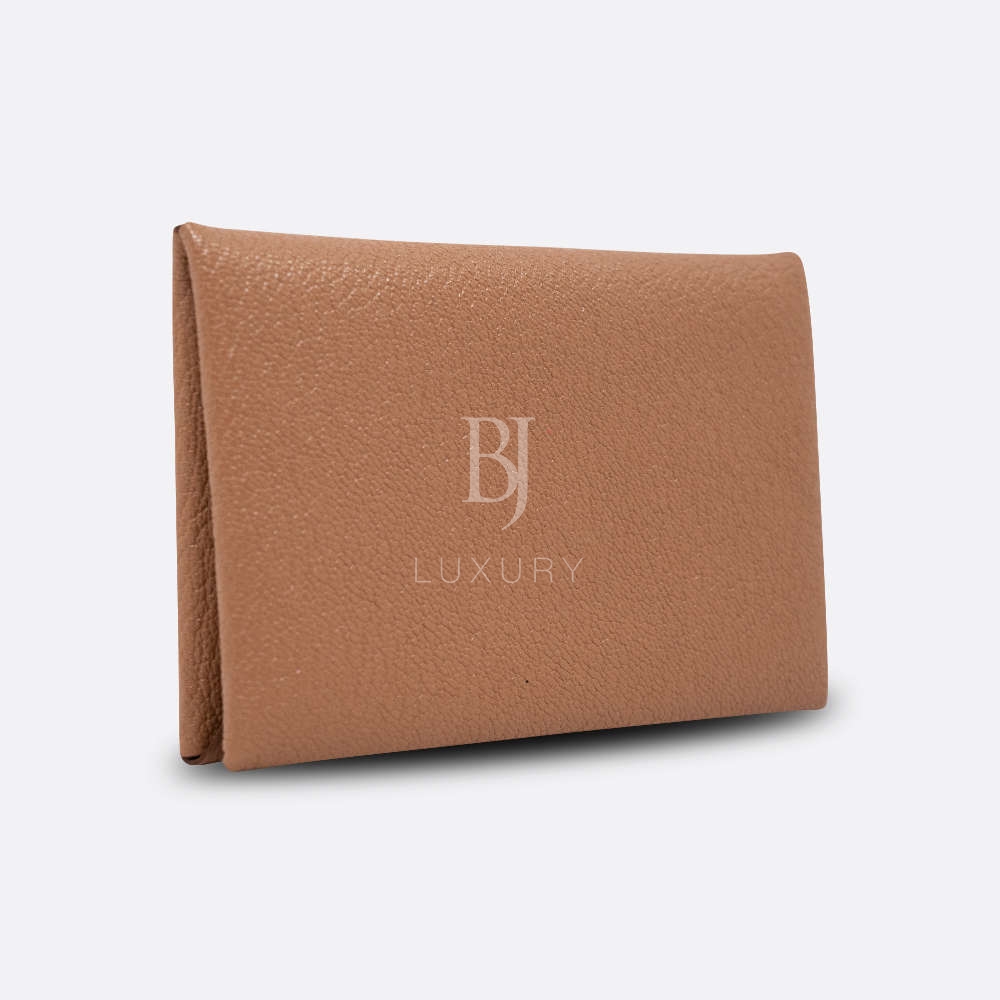 HERMES CALVI CARD HOLDER CHAI CHEVRE MYSORE