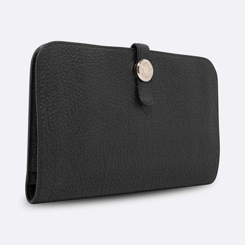 HERMES DOGON DUO PORTEFEUILLE LONG CLUTCH BLACK TOGO