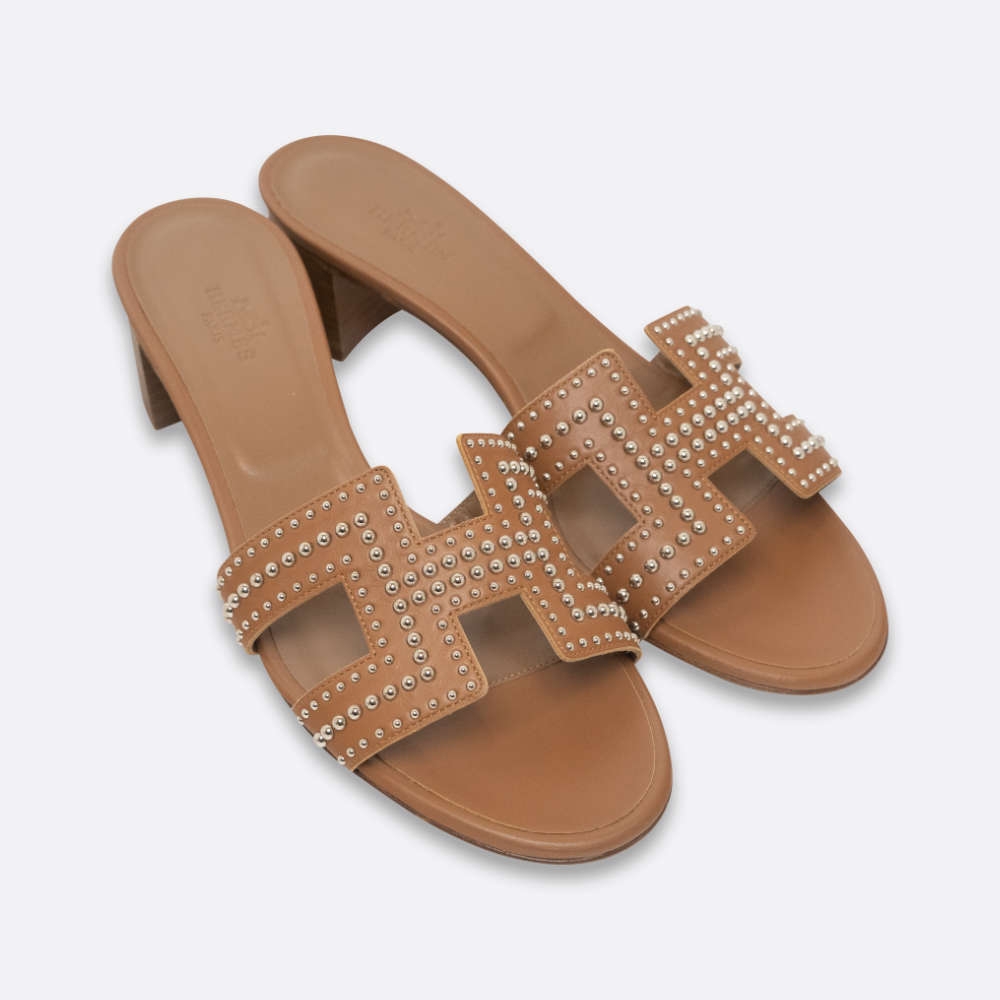 HERMES SANDALS OASIS EU 38.5 NATURAL CALF