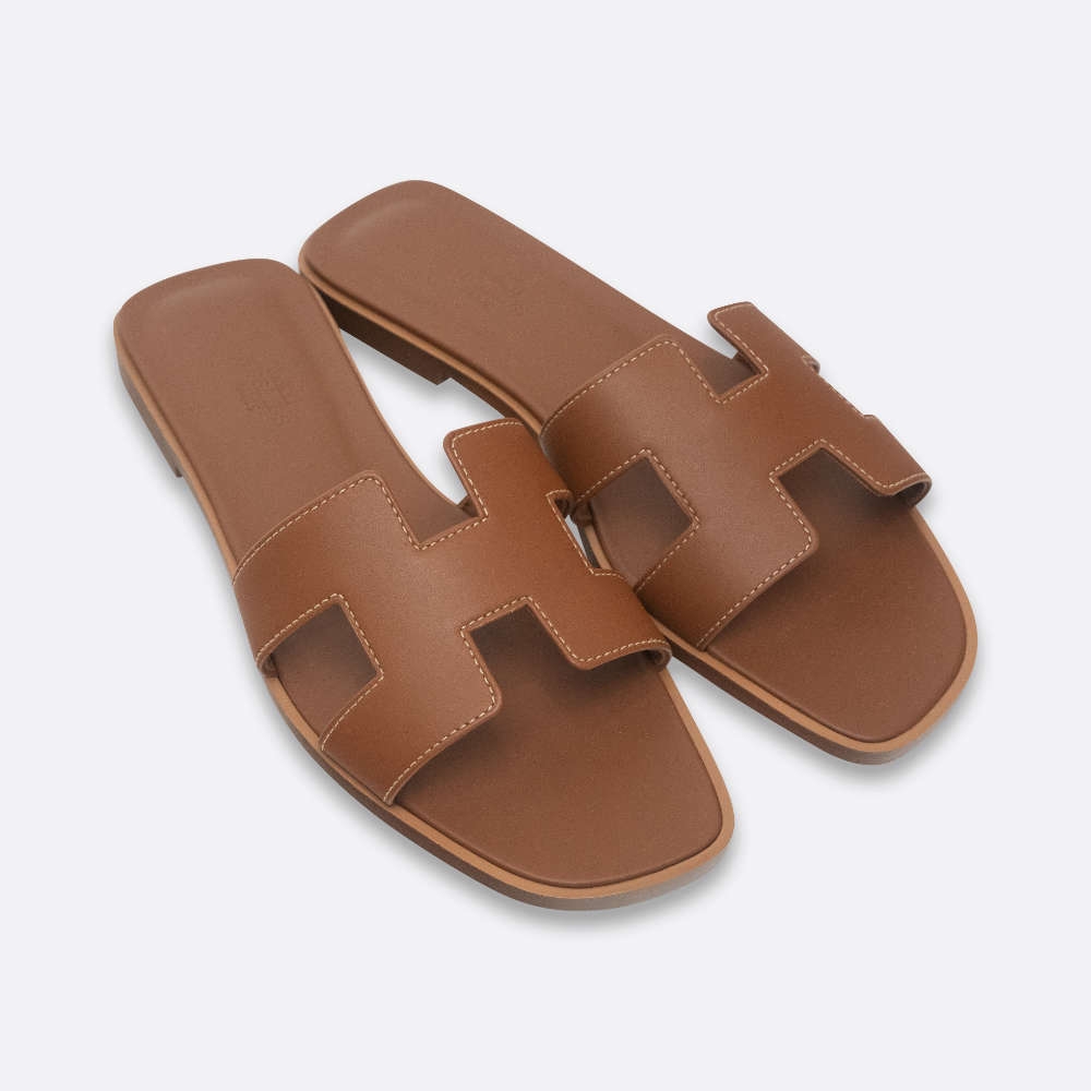 HERMES ORAN EU 37.5 GOLD BOX CALF