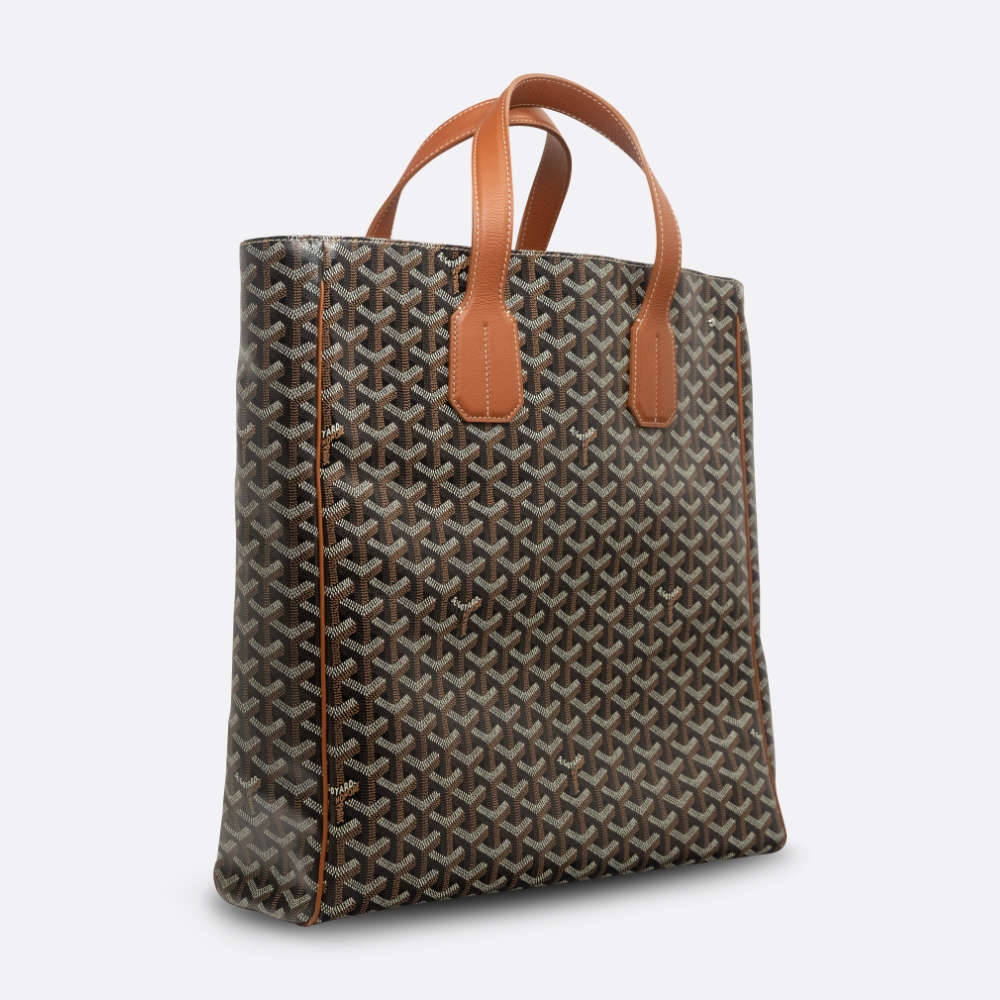 GOYARD VOLTAIRE BAG MM BROWN CALF, CANVAS