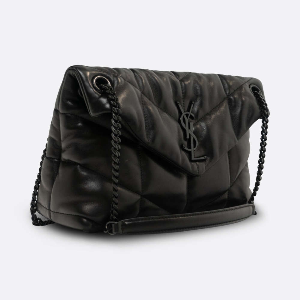 YSL SAINT LAURENT LOULOU SHOULDER BAG BLACK CALF