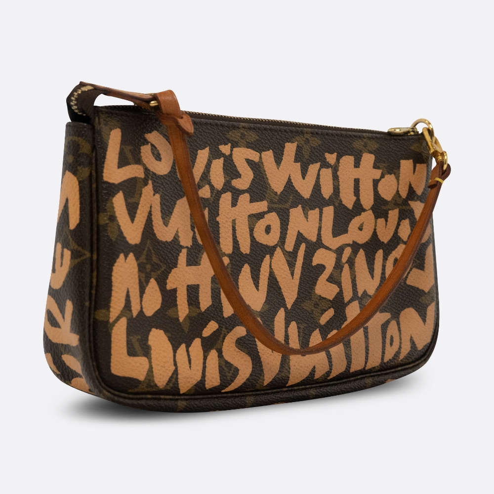 LOUIS VUITTON POCHETTE BROWN CALF, COATED CANVAS