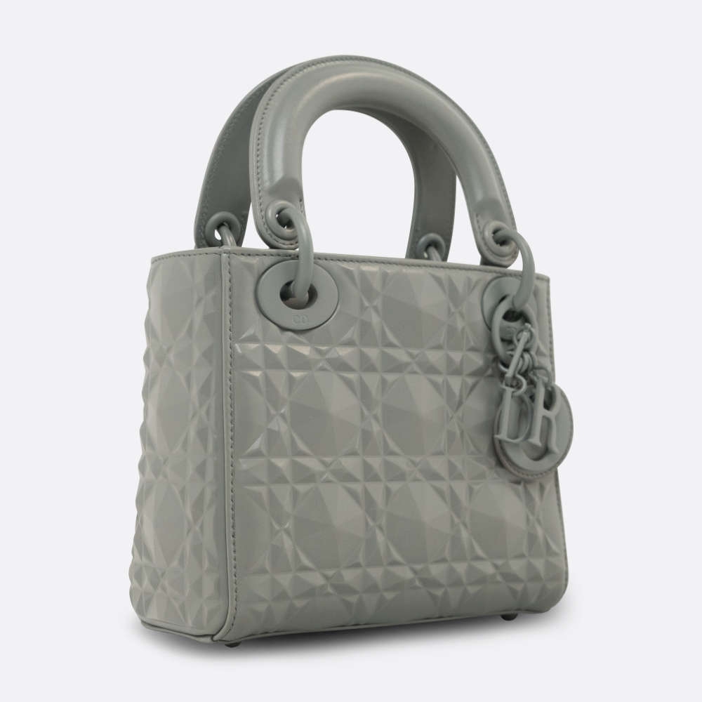 CHRISTIAN DIOR LADY DIOR MINI GREY CALF