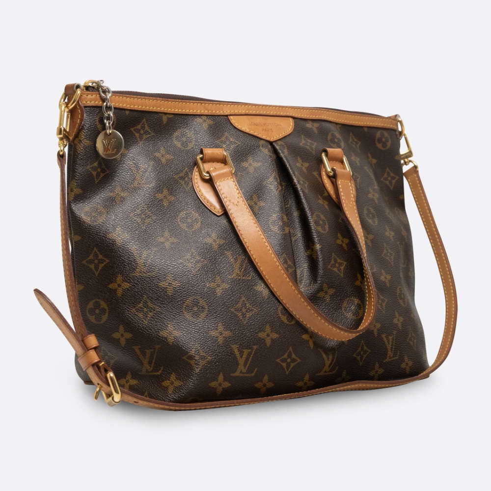 LOUIS VUITTON PALERNO MONOGRAM BAG BROWN CANVAS, CALF
