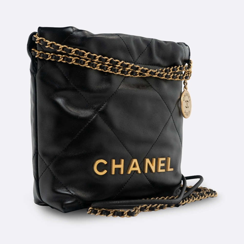 CHANEL CHANEL 22 MINI BLACK SHINY CALFSKIN