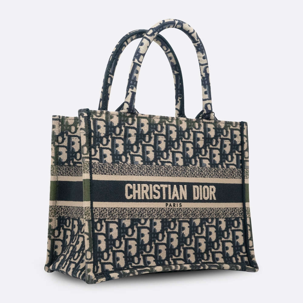 CHRISTIAN DIOR BOOK TOTE SMALL BLUE JACQUARD