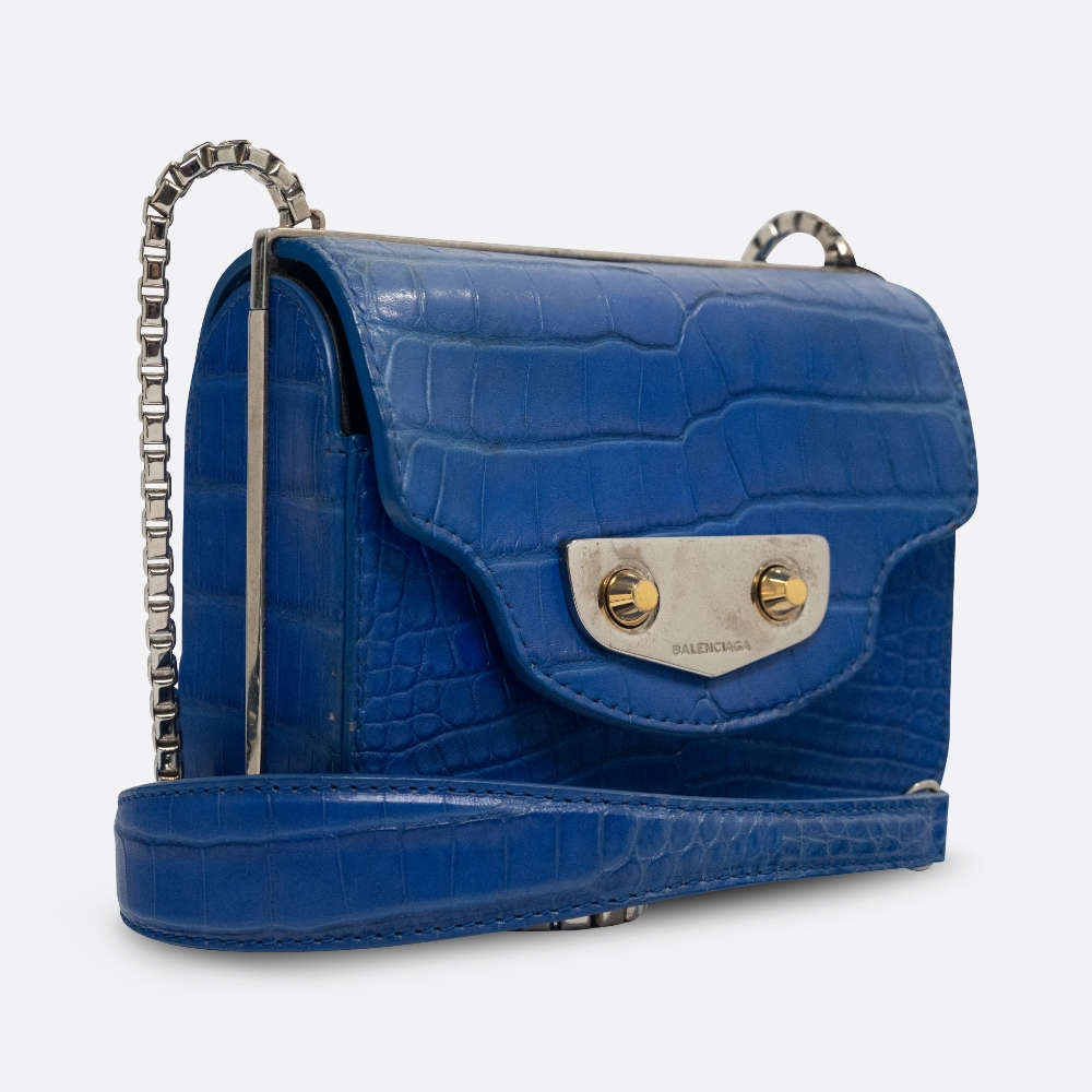 BALENCIAGA HANDBAG BLUE ALLIGATOR