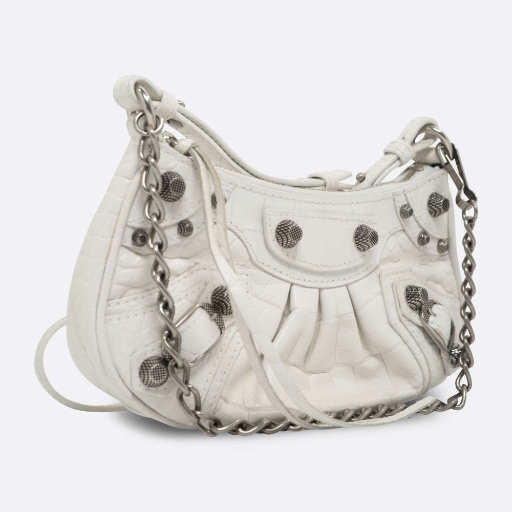 BALENCIAGA LE CAGOLE BAG MINI WHITE CALF