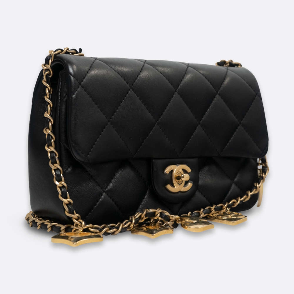 CHANEL FLAP BAG MINI BLACK LAMBSKIN