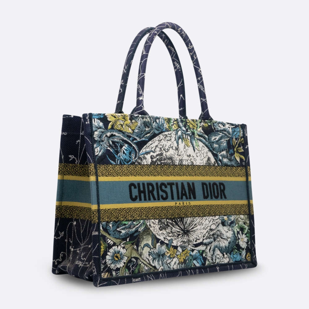 CHRISTIAN DIOR BOOK TOTE MEDIUM BLUE JACQUARD