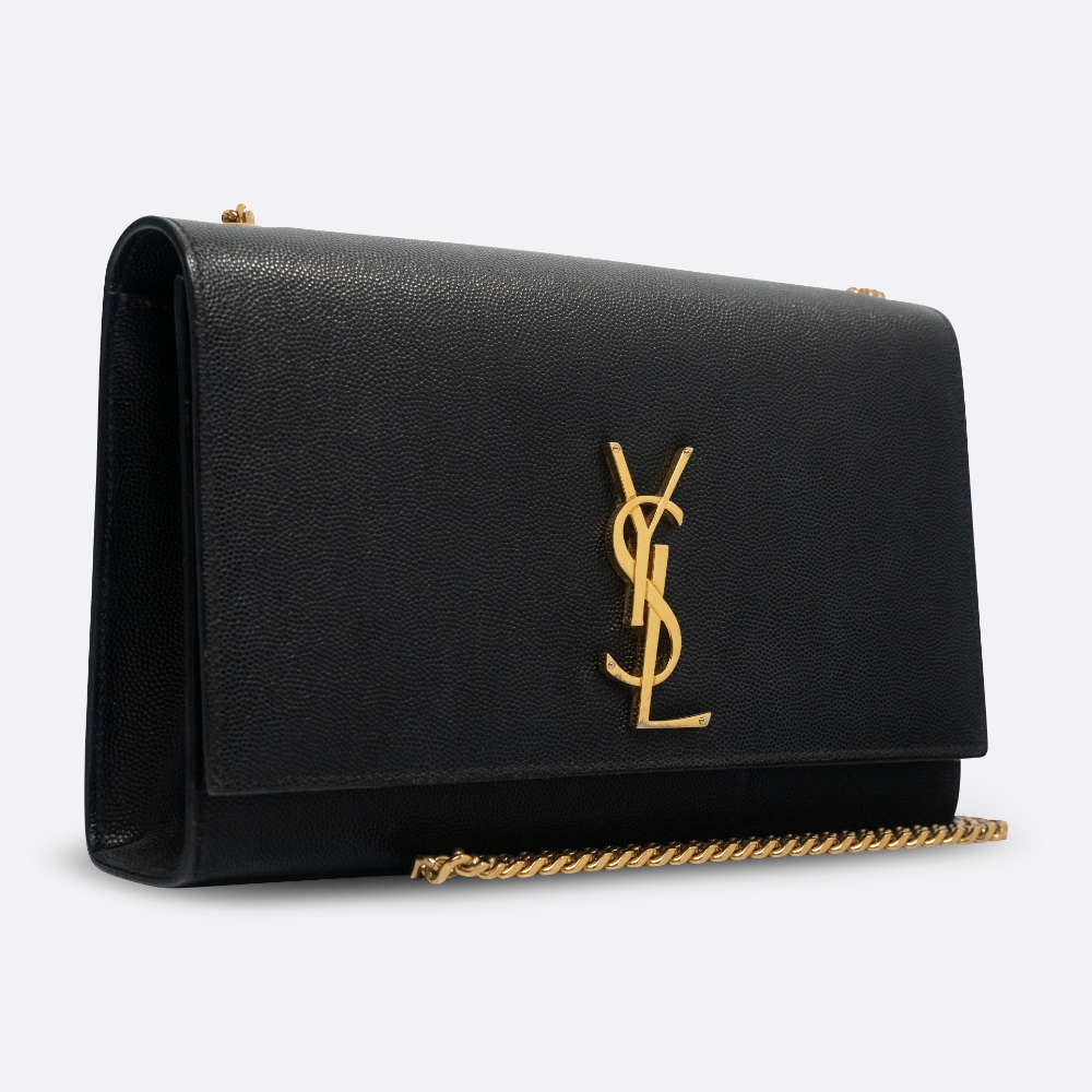 YSL SAINT LAURENT KATE BAG MEDIUM BLACK GRAINED CALF