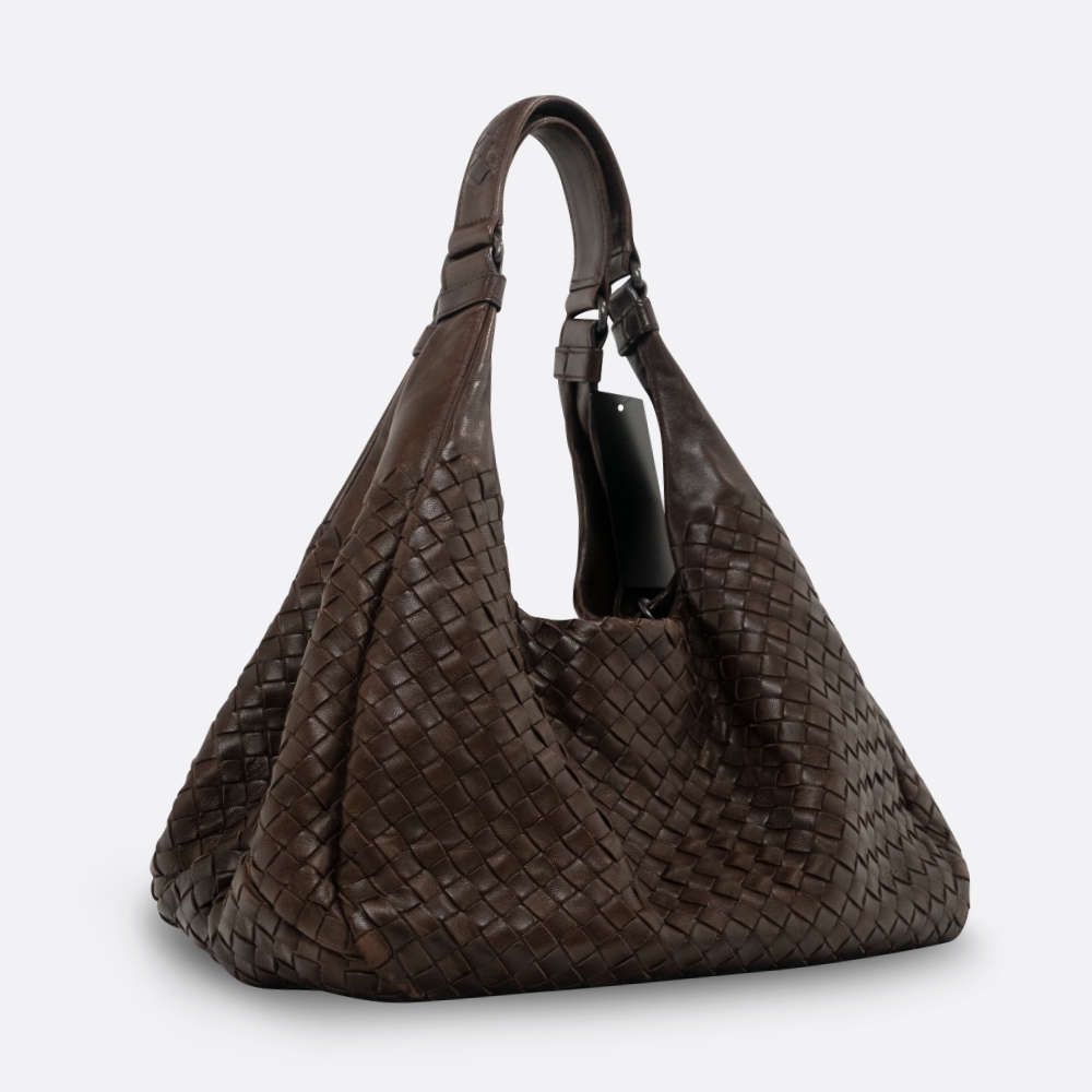 BOTTEGA VENETA SHOULDER BAG SMALL BROWN LAMBSKIN