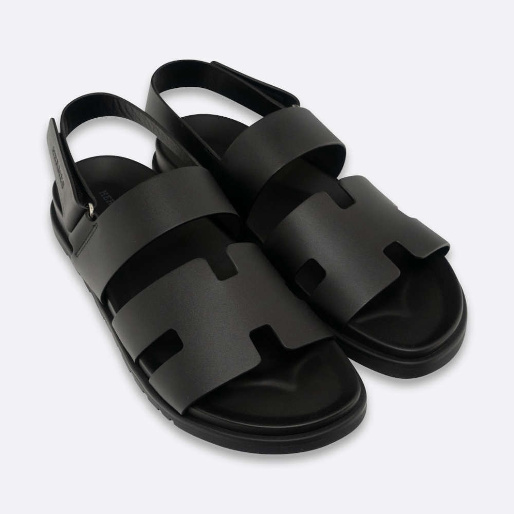 HERMES GENIUS SANDAL EU 42 BLACK CALF