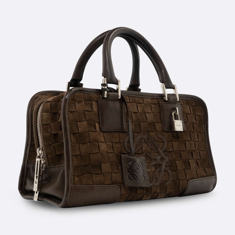 LOEWE AMAZONA HANDBAG 29 BROWN SUEDE