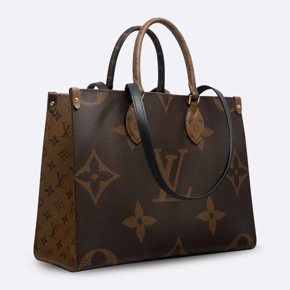 LOUIS VUITTON OnTheGo ON THE GO BAG MM BROWN COATED CANVAS