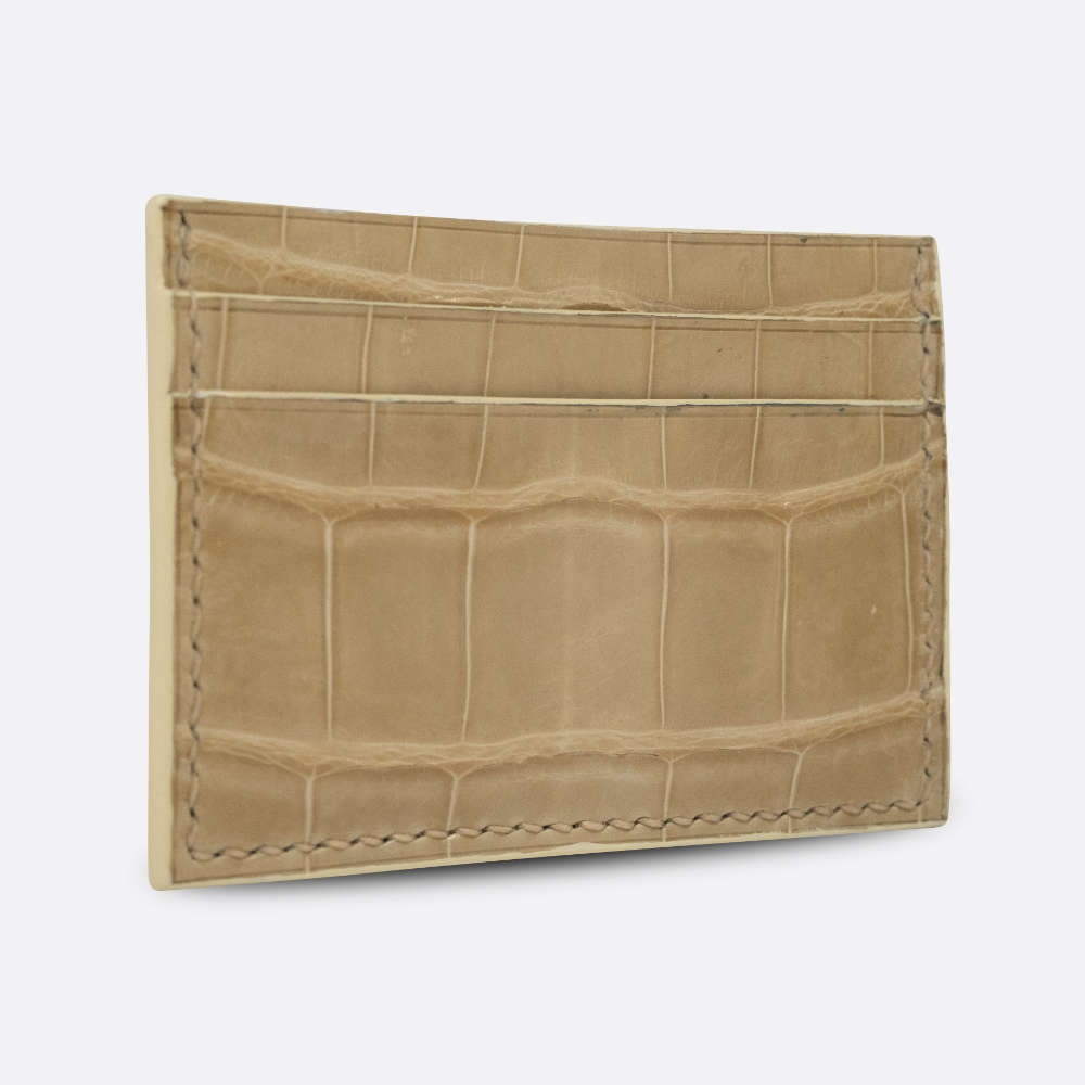 BJL CARD HOLDER BEIGE ALLIGATOR