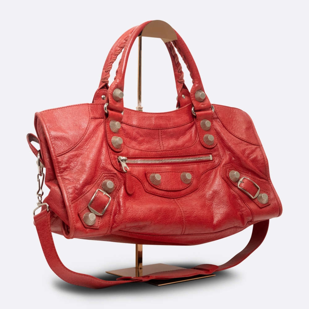 BALENCIAGA CITY BAG LARGE RED CALF