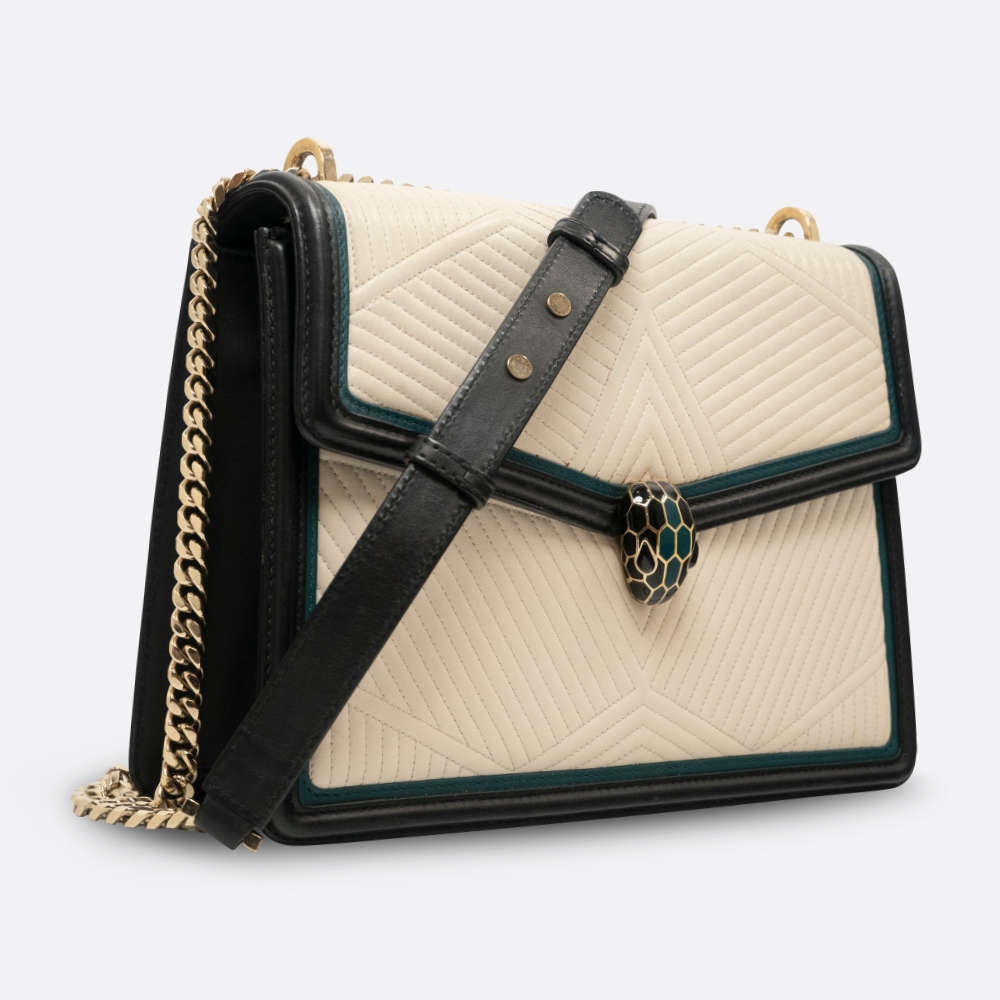 BVLGARI SERPENTI FOREVER SHOULDER BAG 27 CREAM LAMBSKIN