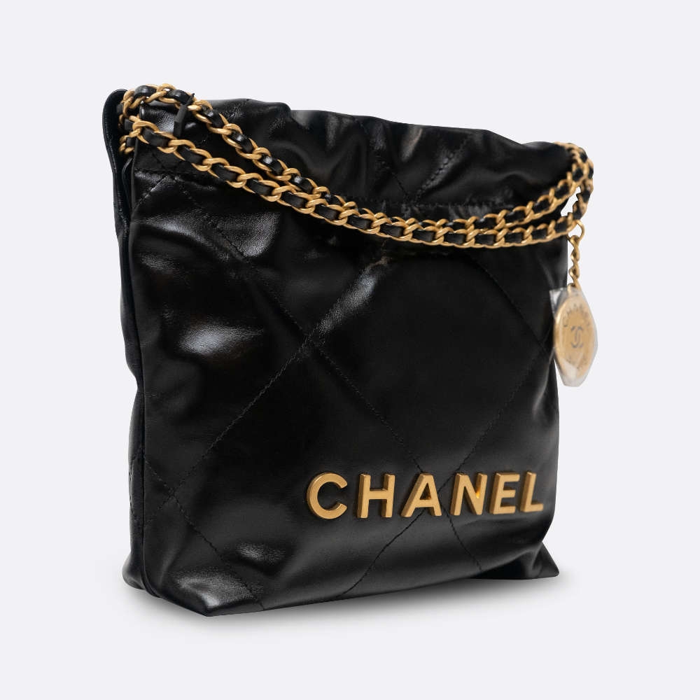 CHANEL CHANEL 22 MINI BLACK SHINY CALFSKIN