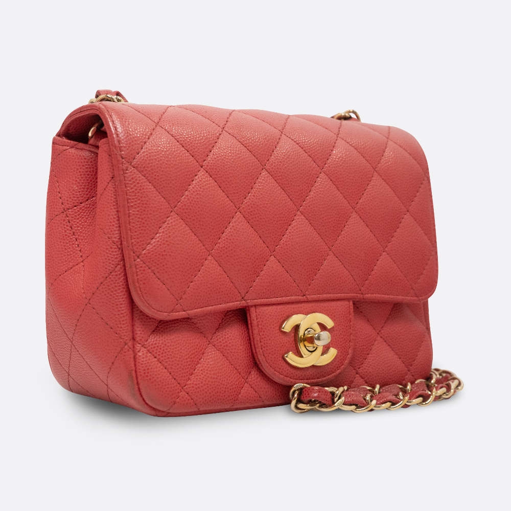 CHANEL FLAP BAG 16 CORAL CAVIAR