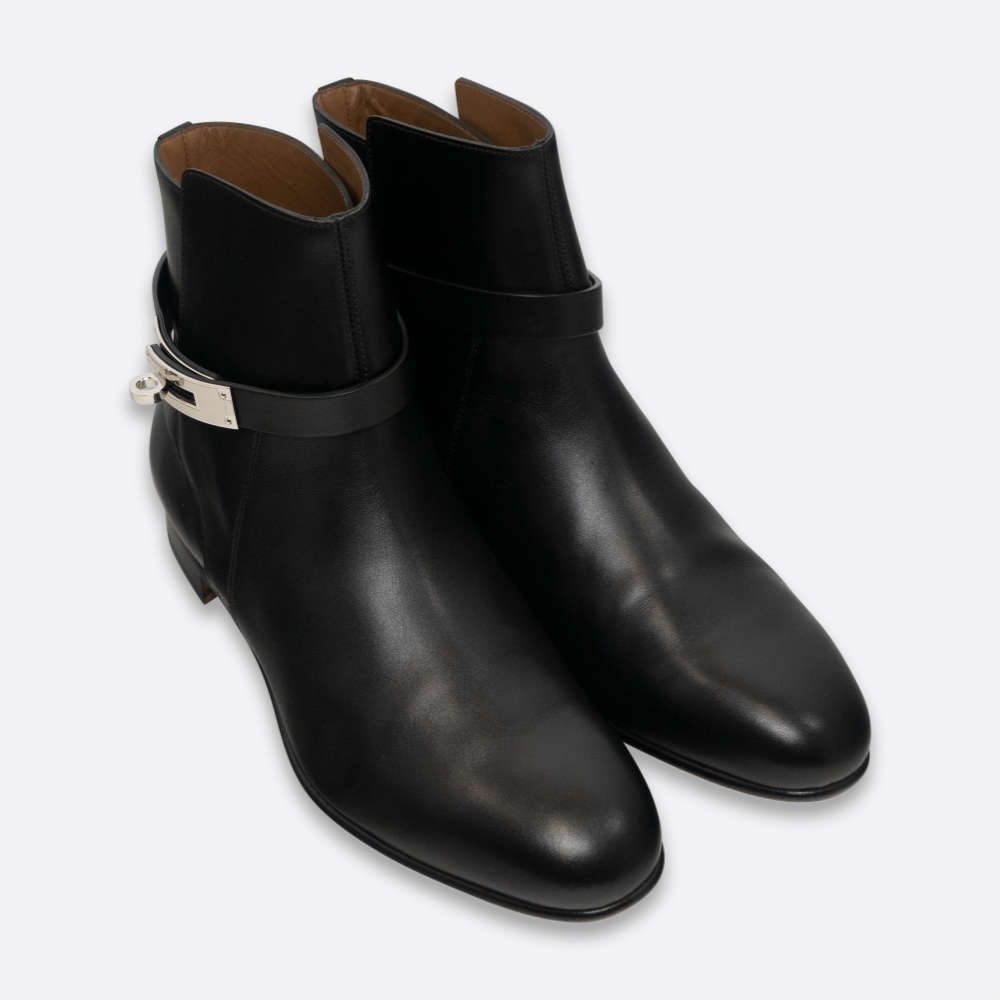HERMES BOOTS KELLY EU 39 BLACK CALF
