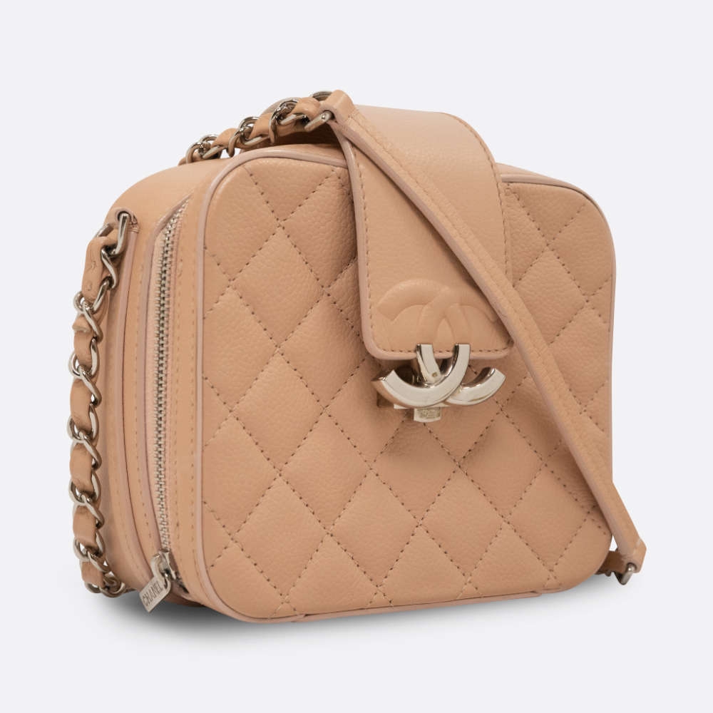 CHANEL CAMERA CASE MINI BEIGE CAVIAR