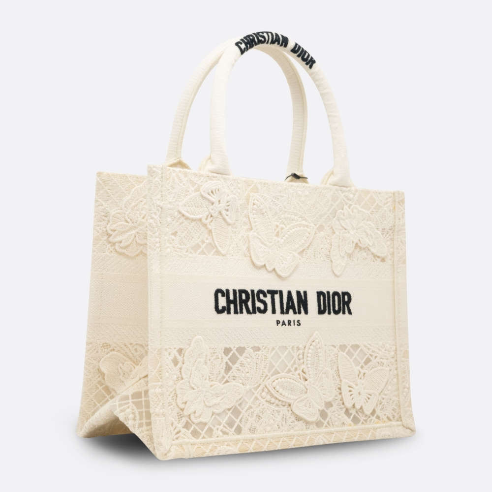 CHRISTIAN DIOR BOOK TOTE SMALL WHITE FABRIC