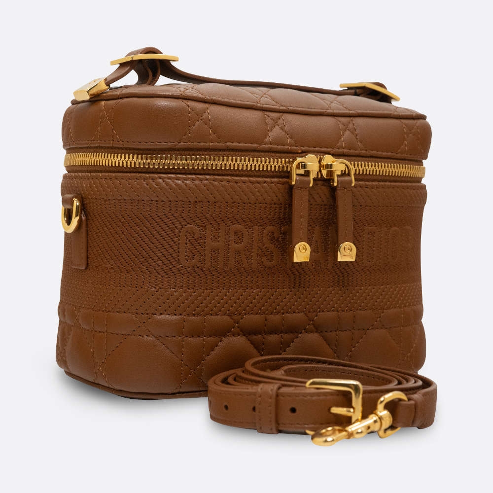 CHRISTIAN DIOR VANITY CASE SMALL BROWN LAMBSKIN