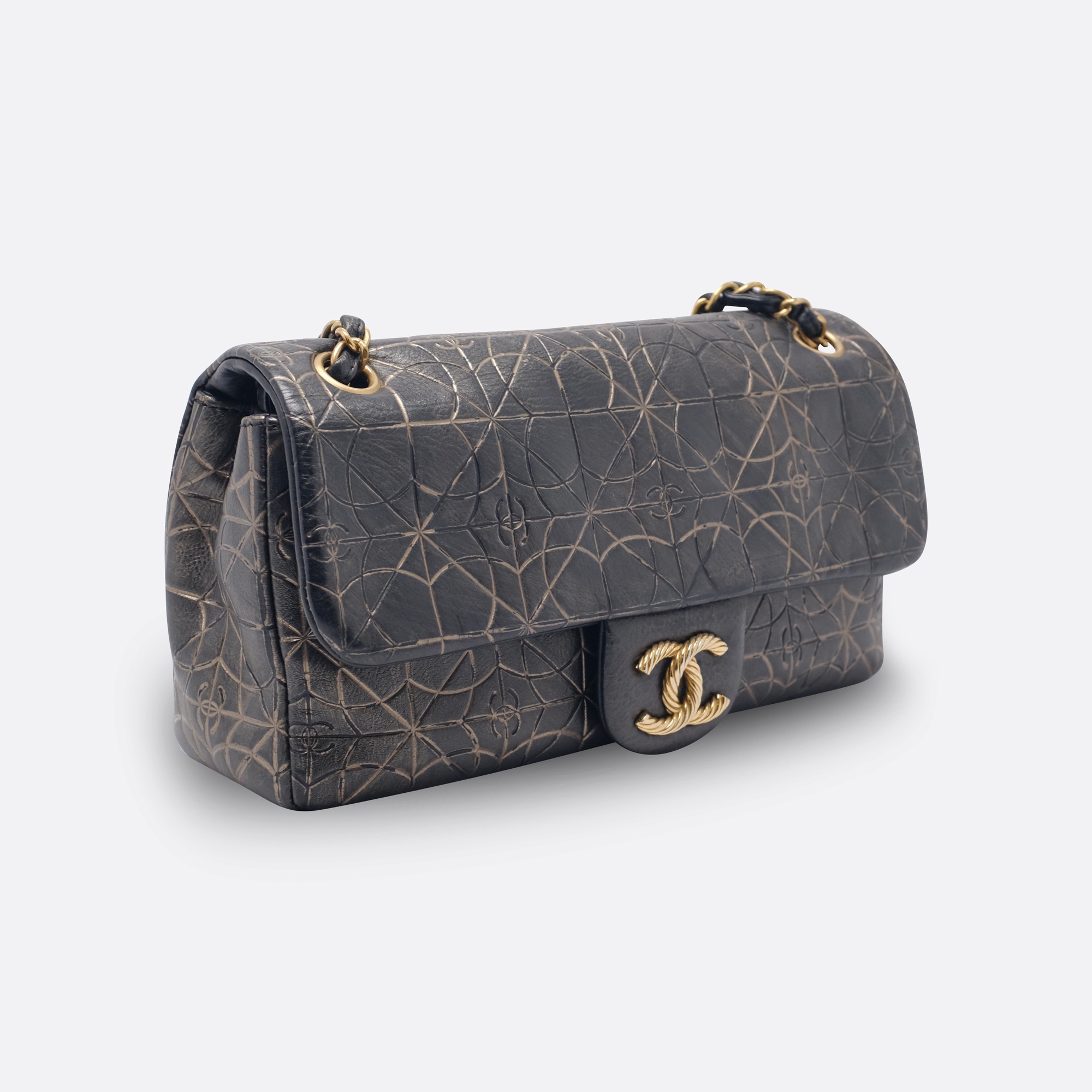 CHANEL FLAP BAG MEDIUM BLACK LAMBSKIN