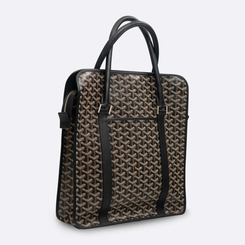 GOYARD BOURGOGNE MEDIUM BLACK COATED CANVAS