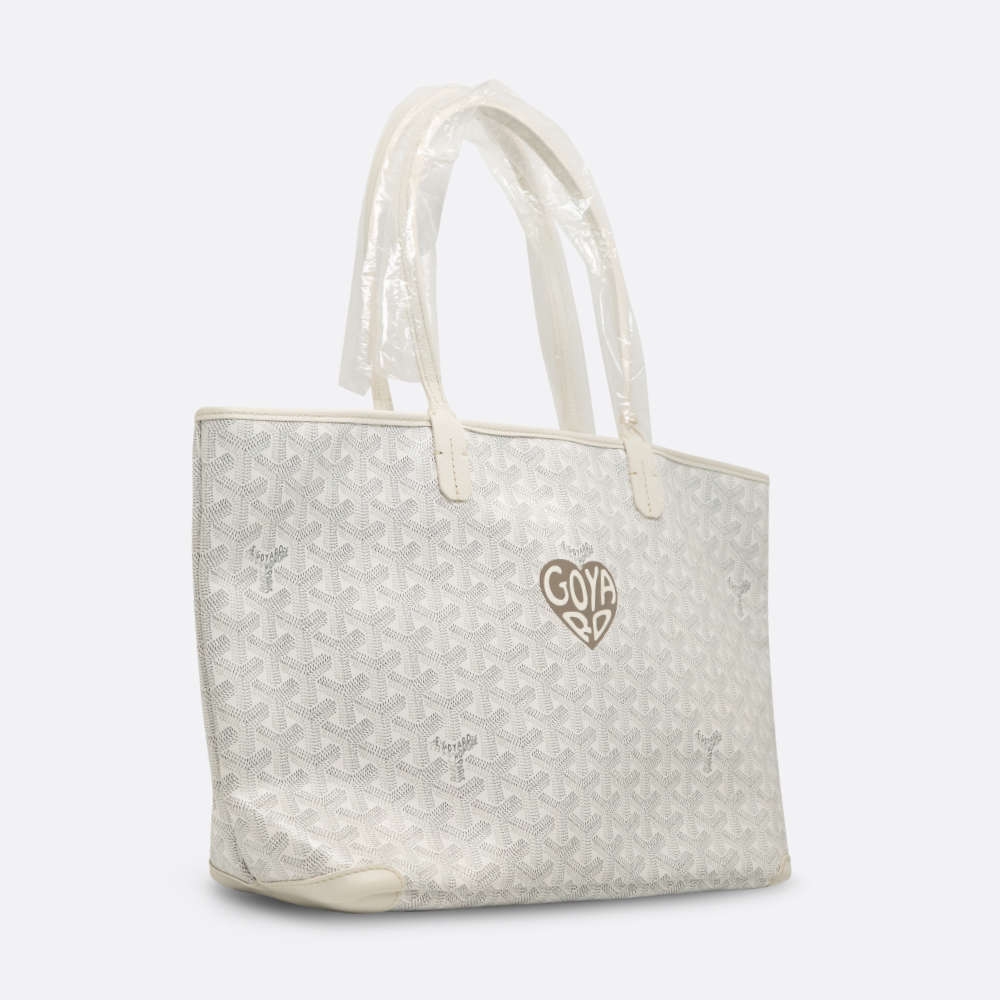 GOYARD SAINT LOUIS TOTE BAG PM WHITE COATED CANVAS
