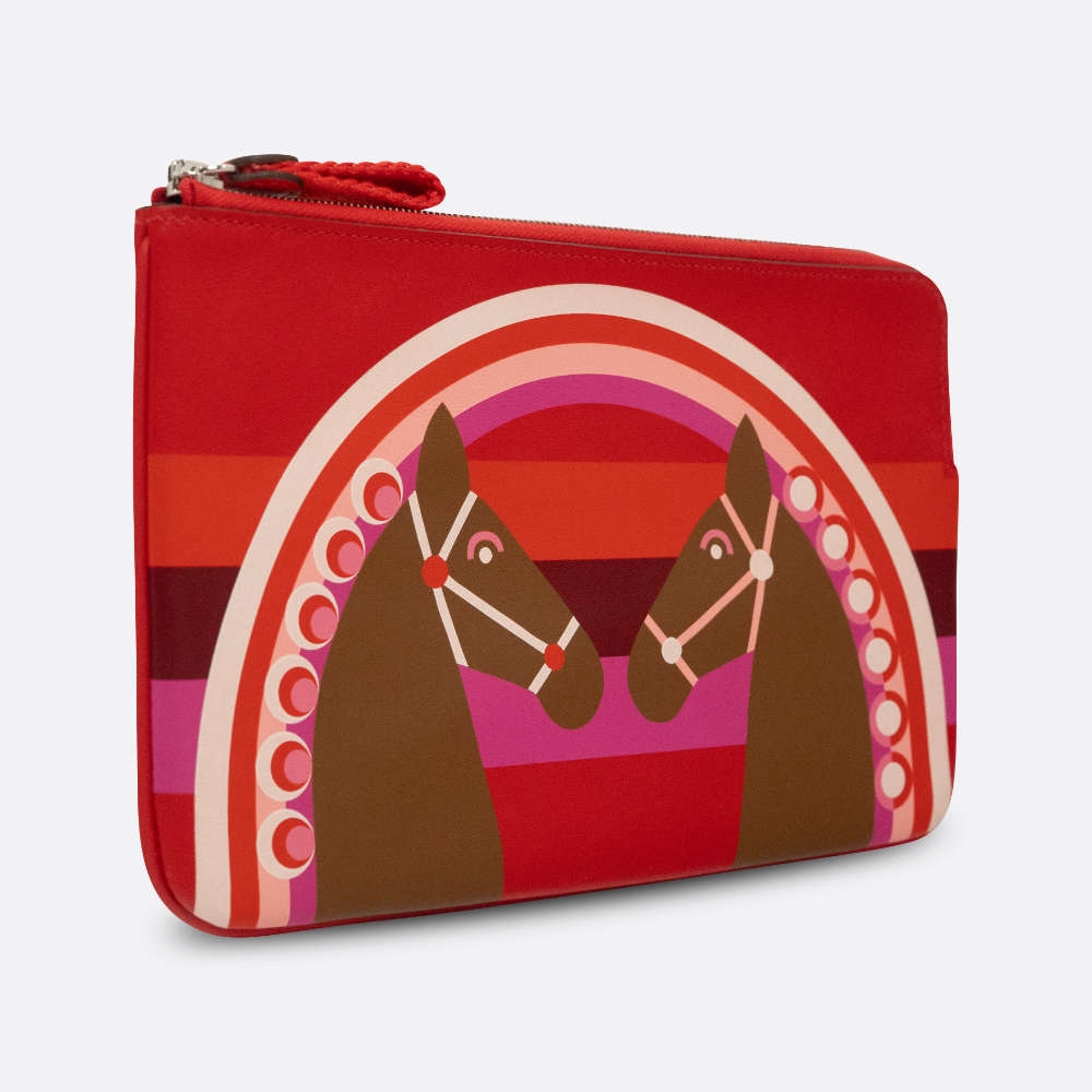HERMES CARRE POCKET POUCH ROUGE DE COEUR SWIFT