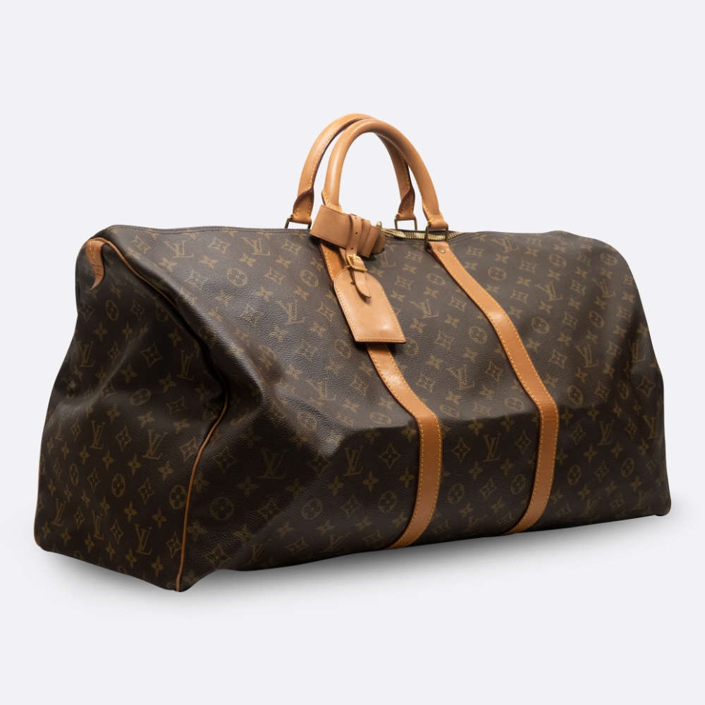 LOUIS VUITTON KEEPALL BANDOULIERE 55 BROWN COATED CANVAS