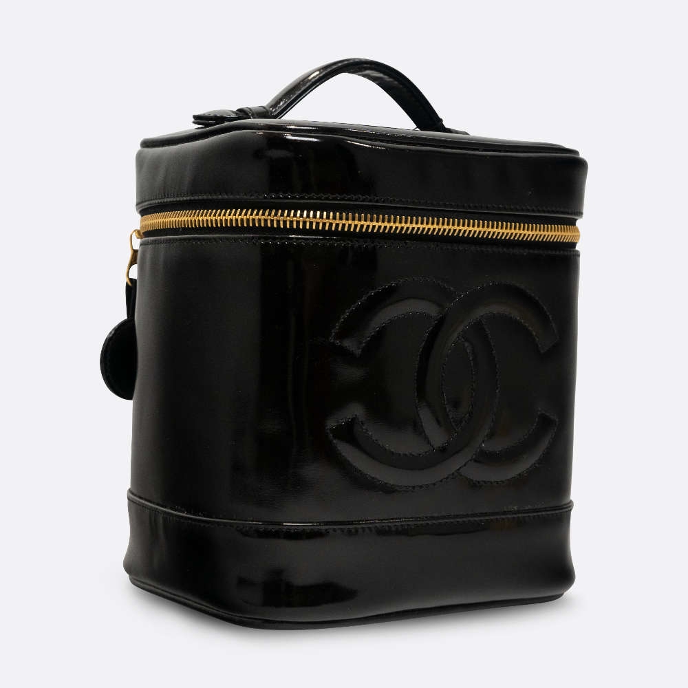 CHANEL VANITY LARGE BLACK PATENT