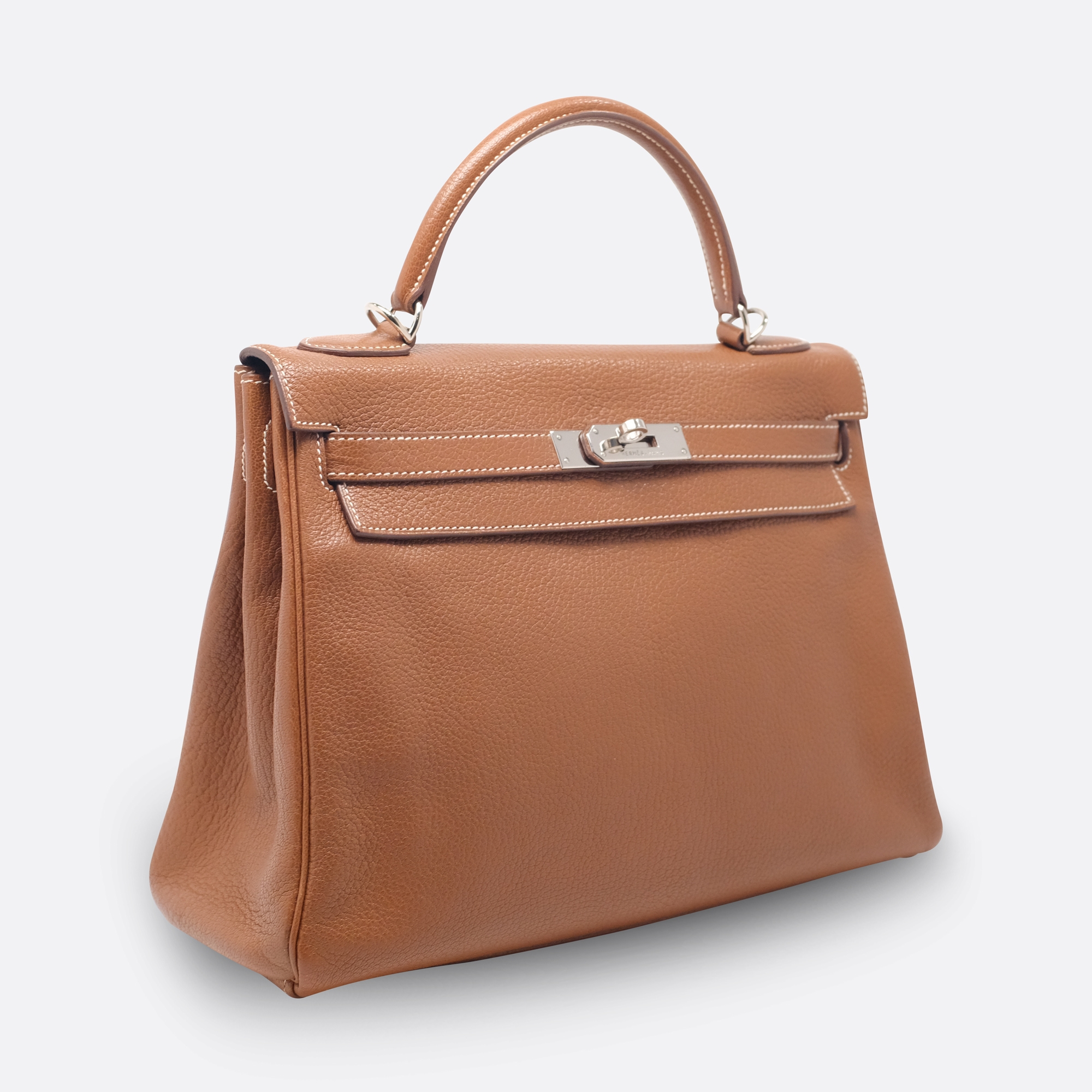 HERMES KELLY RETOURNE 32 FAUVE CHEVRE MANGALORE