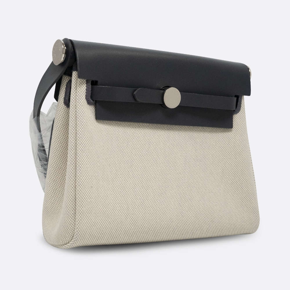 HERMES HERBAG MINI ARDOISE TOILE H/VACHE